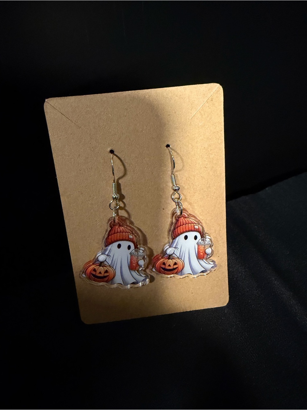 Halloween Ghost Earrings with Pumpkin & Latte NEW